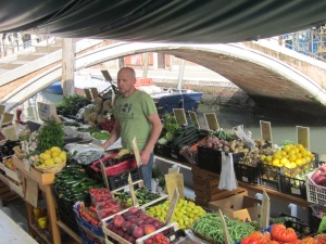 Vegetable market in a  Venice canal.